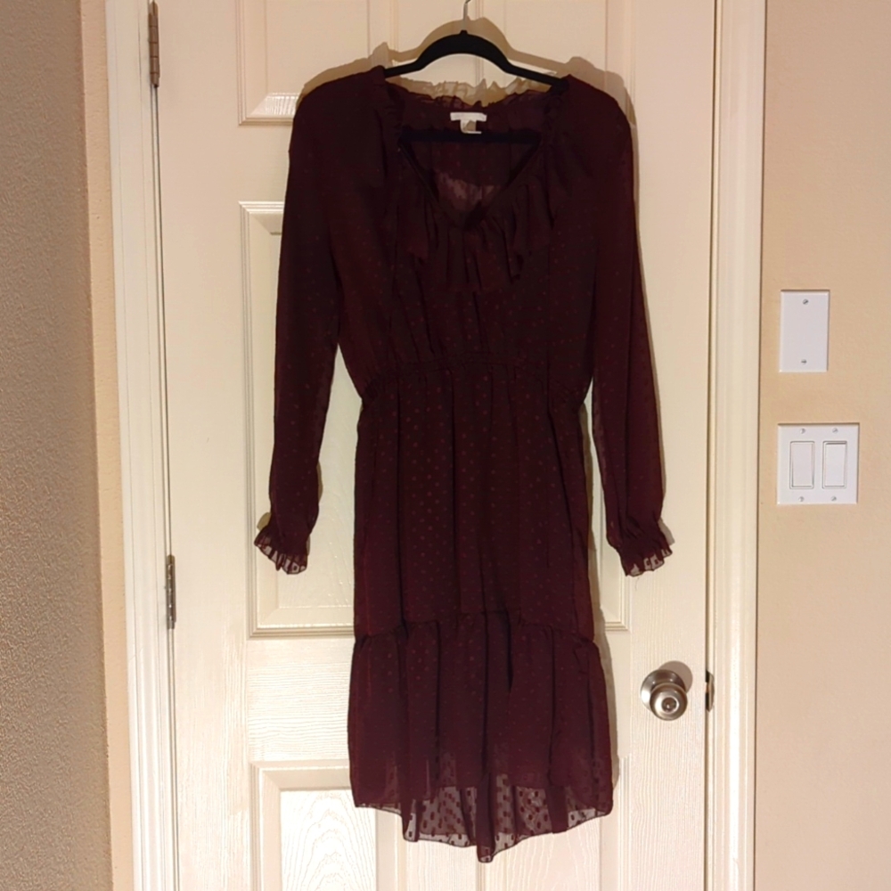 Chocolate, H&M, sheer, feminine, size 6, dress with slip. Great condition.